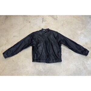 Vintage Wilsons Leather Jacket Men 42 Black Removable Lined Designer Bomber